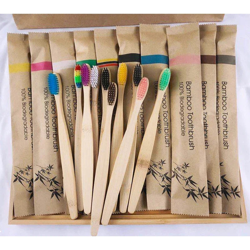 Eco-Friendly Bamboo Dish Brushes – 30-Pack (Multicolor)